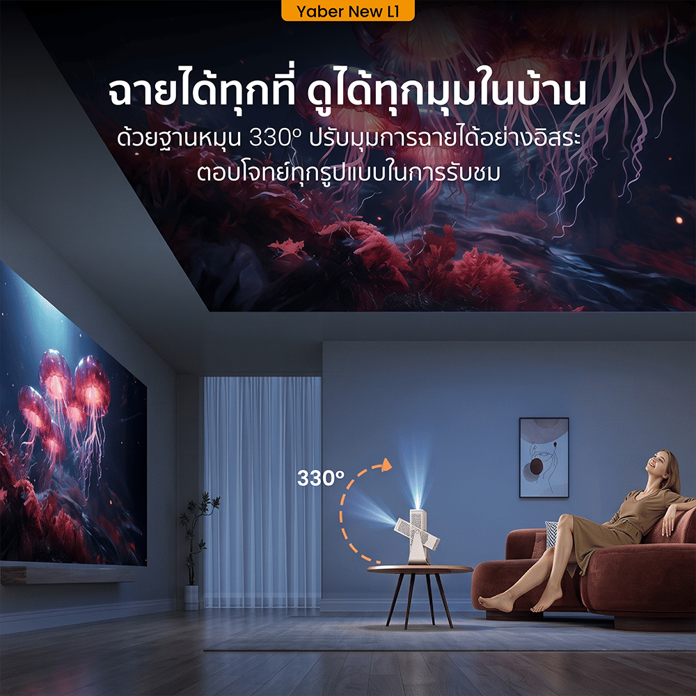 โปรเจคเตอร์ YABER NEW L1 FHD 1080P รองรับ NETFLIX ปรับภาพอัตโนมัติ 4 รูปแบบ ขาตั้ง 2-IN-1_5