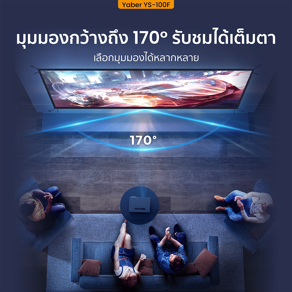 หน้าจอโปรเจคเตอร์ติดผนัง YABER YS-100F 100 นิ้ว มุมมองกว้าง 170° ติดตั้ง 4 มุม พับเก็บง่าย พกพาสะดวก_6