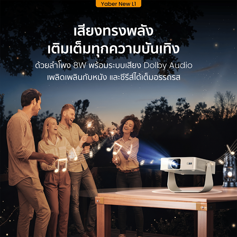โปรเจคเตอร์ YABER NEW L1 FHD 1080P รองรับ NETFLIX ปรับภาพอัตโนมัติ 4 รูปแบบ ขาตั้ง 2-IN-1_7
