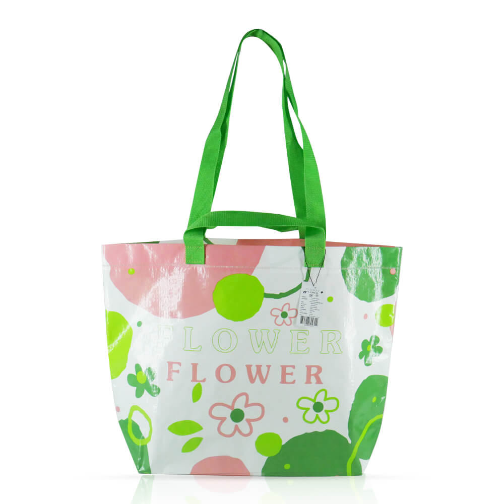 กระเป๋าช้อปปิ้ง VAVAZ รุ่น FLOWER สีชมพู-เขียว