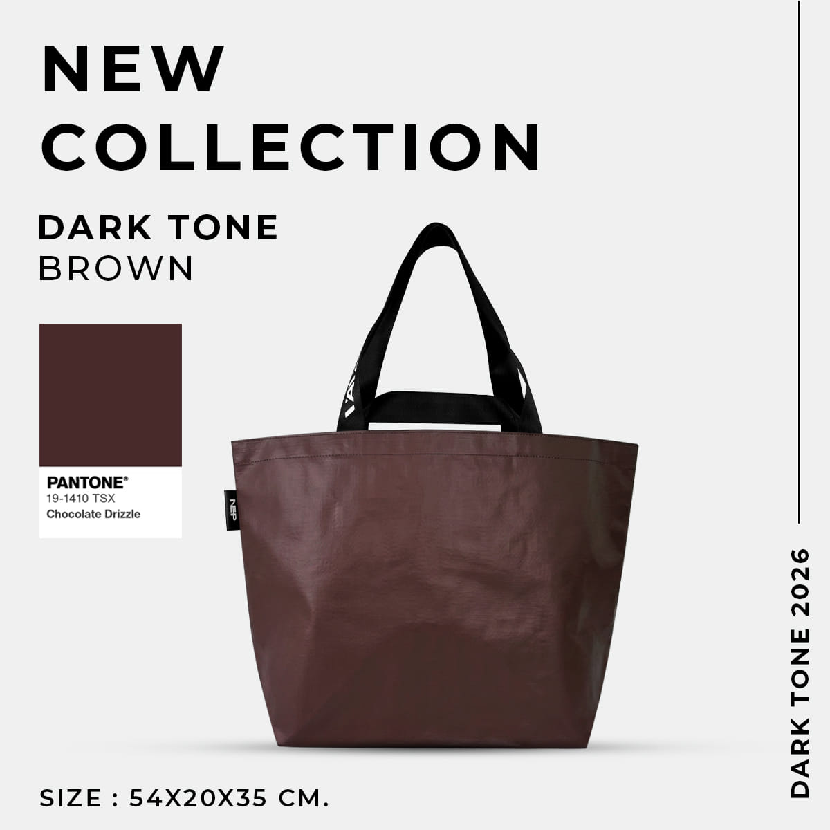 กระเป๋าช้อปปิ้ง VAVAZ รุ่น ดาร์กโทน ขนาด M สีน้ำตาล
