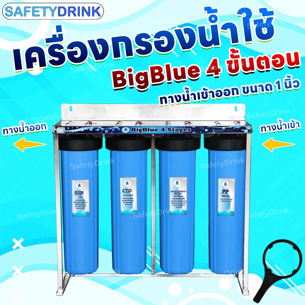 เครื่องกรองน้ำใช้ 4 ขั้นตอน SAFETYDRINK รุ่น BB4P-2 BIGBLUE 20 นิ้ว (พร้อมไส้กรอง PP/MAG-GAC/CTO/RSN)_2