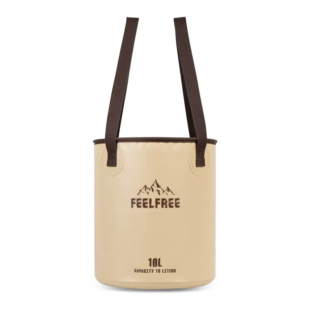 ถังน้ำพับได้แบบพกพา FEELFREE FOLDABLE WASH BASIN 10L สีแทน สายสีน้ำตาล