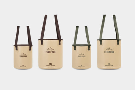 ถังน้ำพับได้แบบพกพา FEELFREE FOLDABLE WASH BASIN 10L สีแทน สายสีเขียว_1