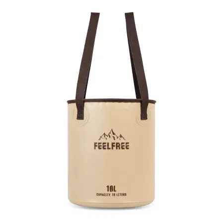 ถังน้ำพับได้แบบพกพา FEELFREE FOLDABLE WASH BASIN 10L สีแทน สายสีน้ำตาล