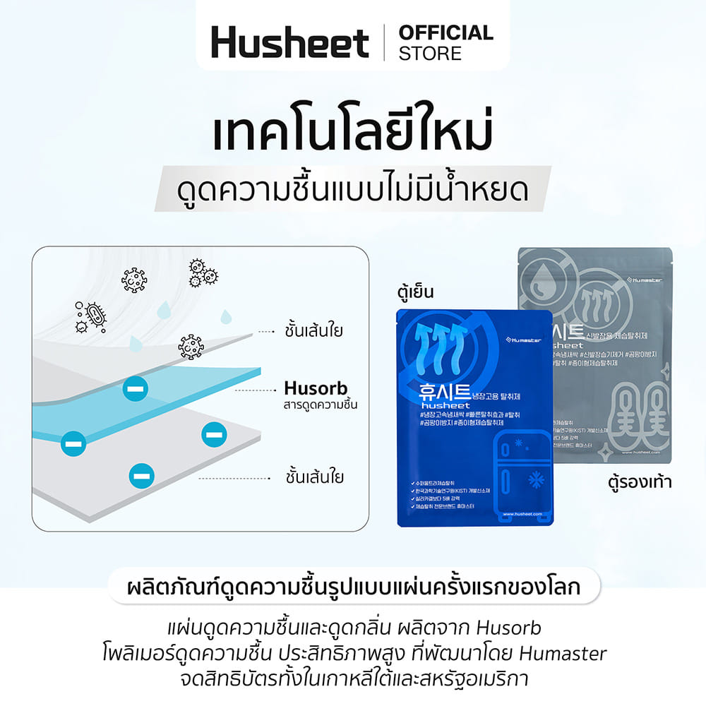 แผ่นดับกลิ่นตู้เย็น + แผ่นดับกลิ่นตู้รองเท้า HUSHEET นำเข้าจากเกาหลี แพ็คคู่_3