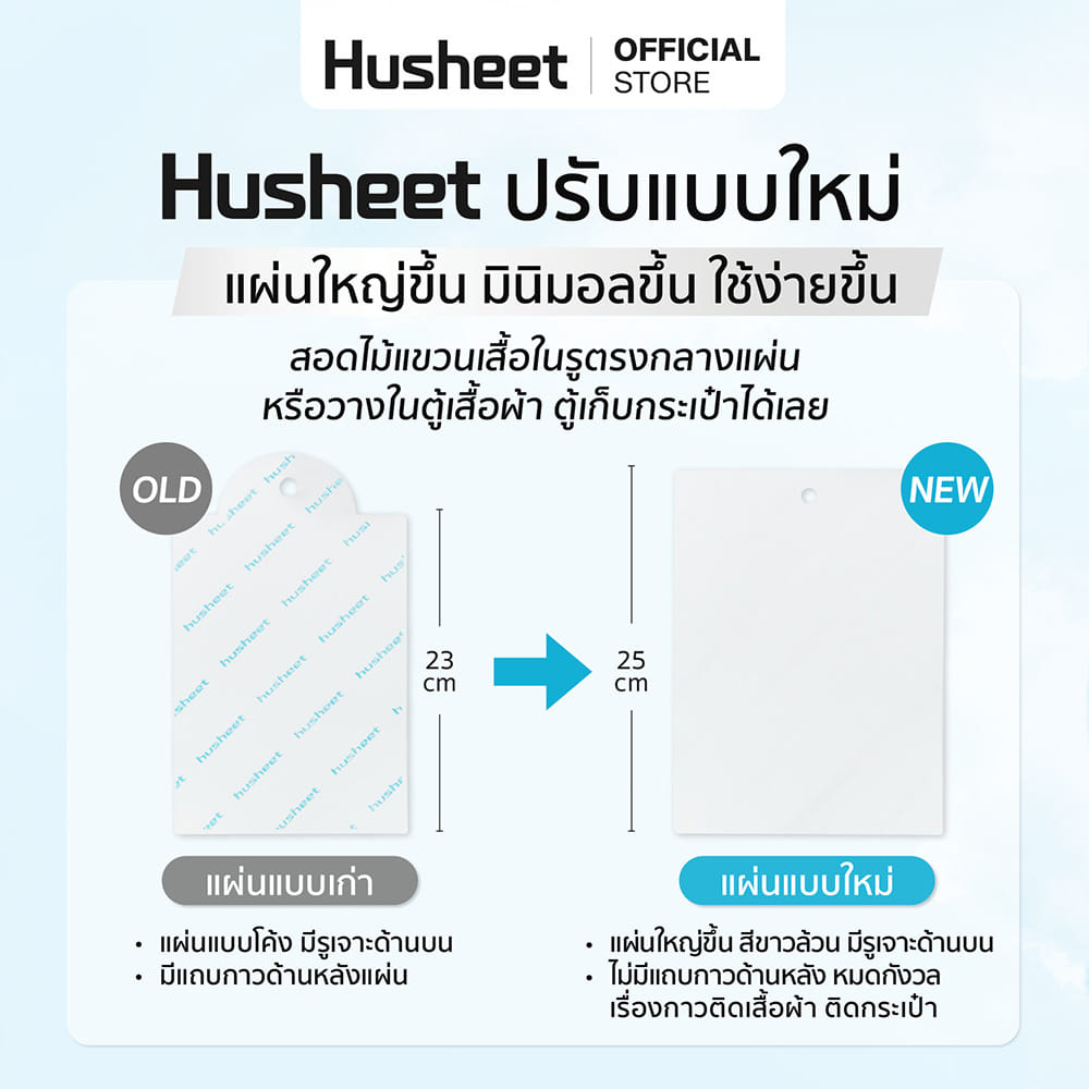 แผ่นลดกลิ่นอับสำหรับตู้เสื้อผ้า HUSHEET กันความชื้น นำเข้าจากเกาหลี (3 แพ็ค)_3
