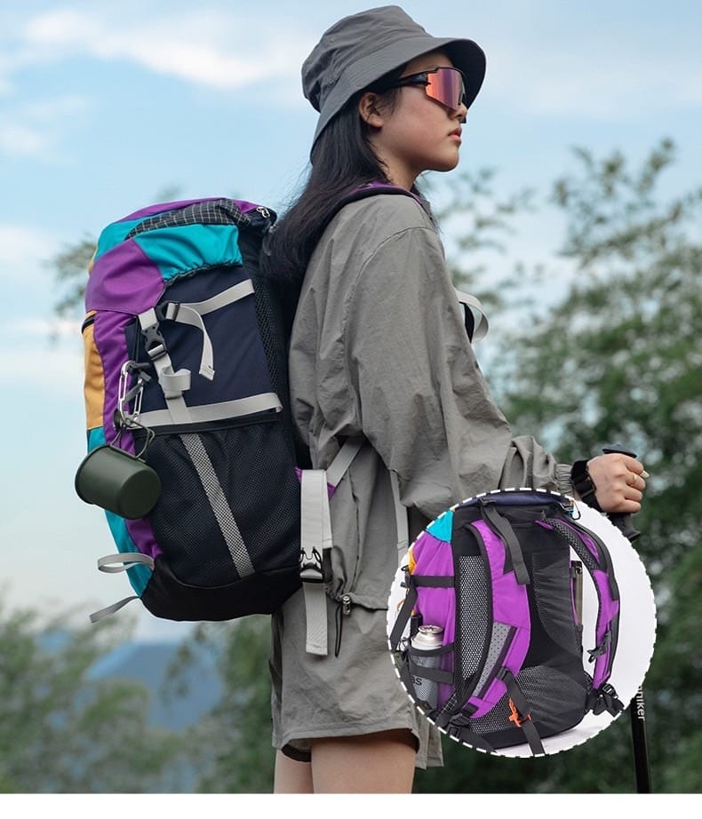 กระเป๋าเดินป่ากลางแจ้ง 35L  MOUNTAINHIKER สีม่วงฟ้า