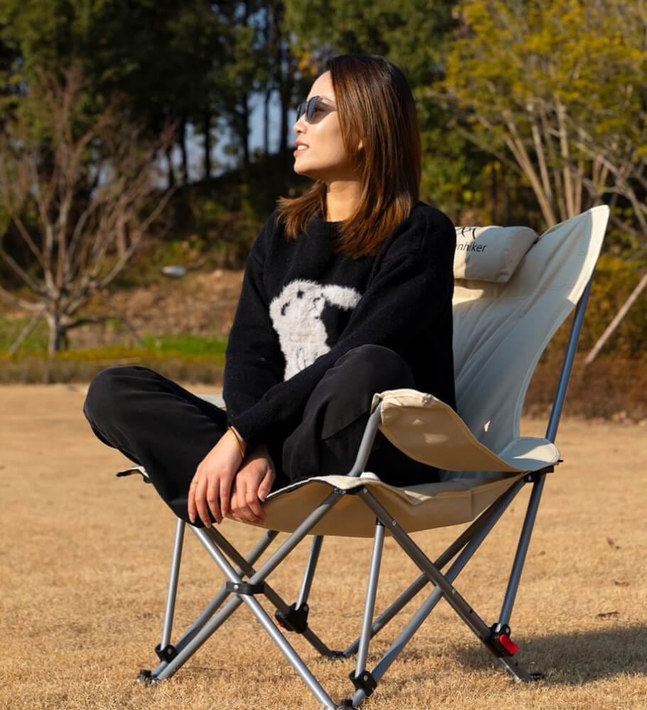 เก้าอี้สปริงปรับระดับ MOUNTAINHIKER รุ่น SPRING VELVET CHAIR 142X84X89 ซม.สีครีม