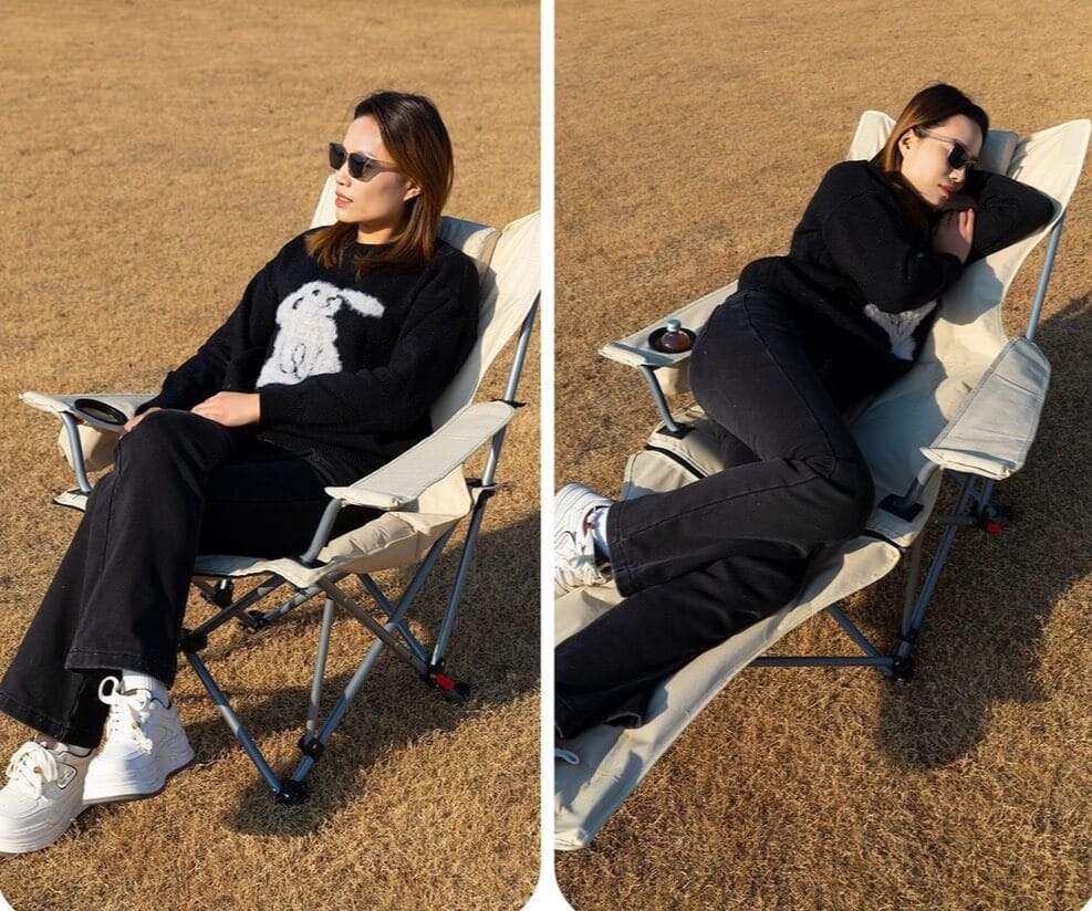 เก้าอี้สปริงปรับระดับ MOUNTAINHIKER รุ่น SPRING VELVET CHAIR 142X84X89 ซม.สีครีม