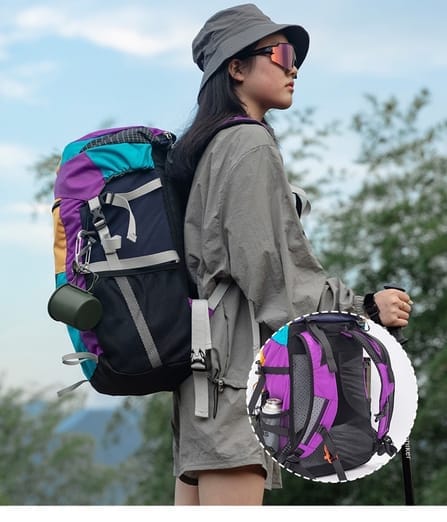 กระเป๋าเดินป่ากลางแจ้ง 35L  MOUNTAINHIKER สีม่วงฟ้า_5