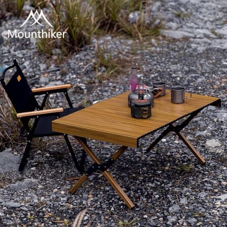 โต๊ะพับอลูมิเนียม MOUNTAINHIKER 90CM สีน้ำตาล_4