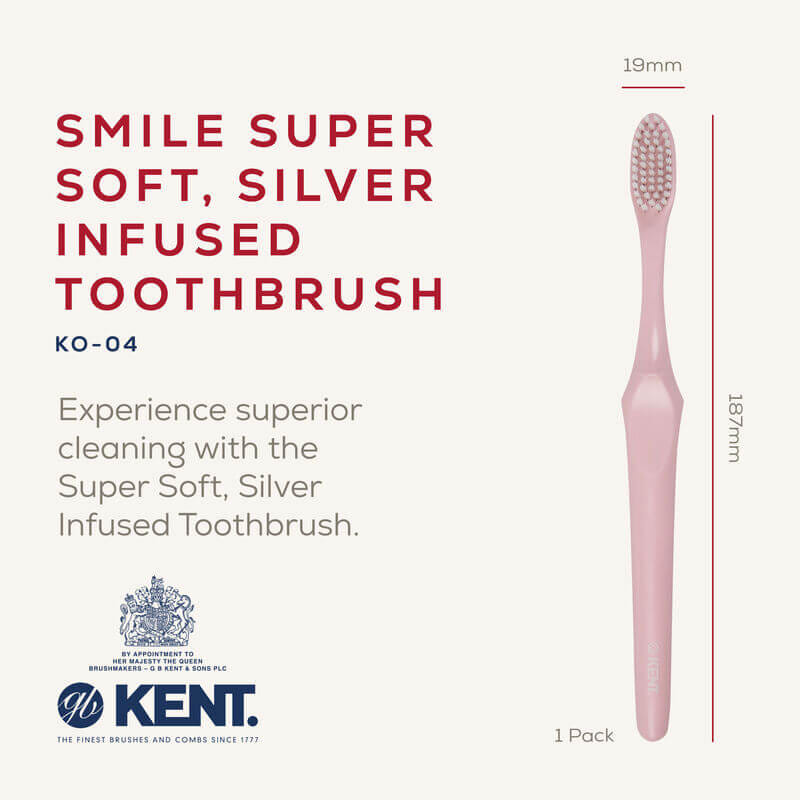 แปรงสีฟันขนนุ่มพิเศษ KENT SMILE ผสานซิลเวอร์ไอออน สีชมพู