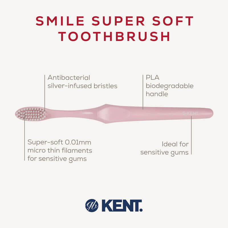 แปรงสีฟันขนนุ่มพิเศษ KENT SMILE ผสานซิลเวอร์ไอออน สีชมพู