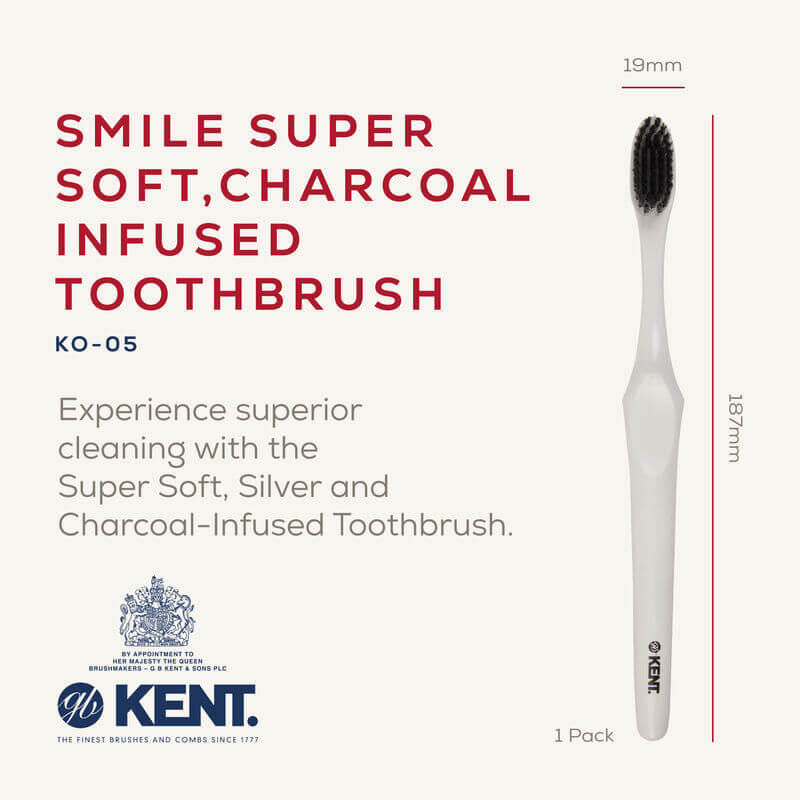 แปรงสีฟันขนนุ่มพิเศษ KENT SMILE ผสานซิลเวอร์และชาร์โคล สีขาว