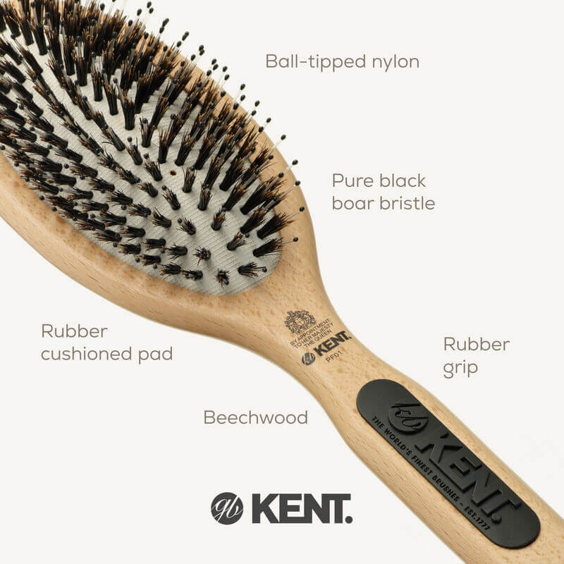 แปรงหวีผมไม้แท้ ขนาดใหญ่ KENT รุ่น PF01 PERFECT FOR SMOOTHING"