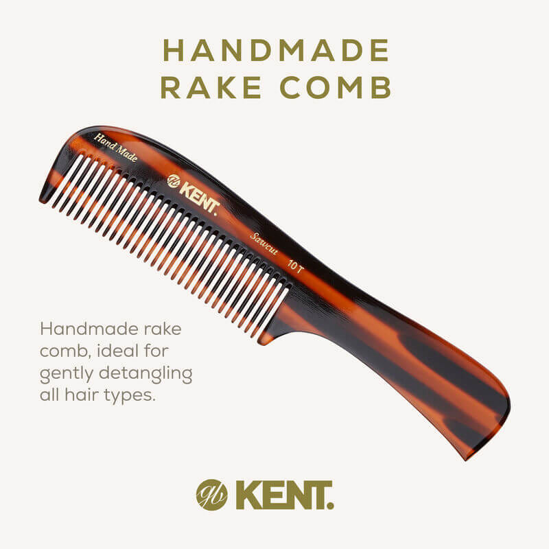 หวีด้าม KENT รุ่น 10T RAKE COMB – หวีซี่ห่างแฮนด์เมดจาก อะซิเตท ขนาด 19.9 ซม._3