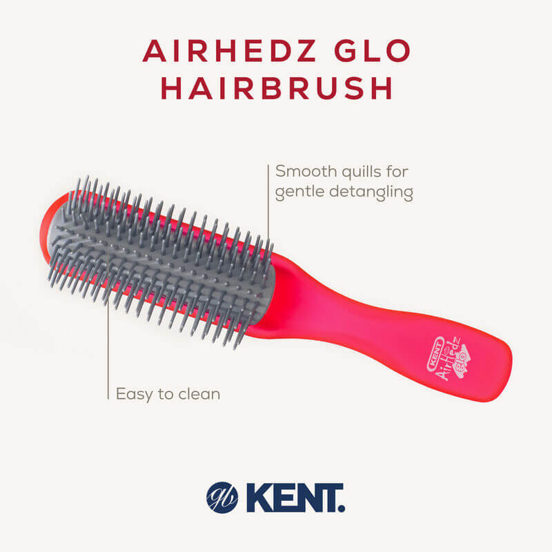 แปรงหวีผม ดีแทงเกิล KENT สีแดง รุ่น AHGLO01 - HALF ROUND DETANGLING BRUSH &ndash; อังกฤษ