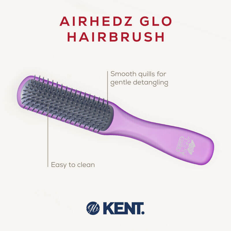 แปรงหวีผม ดีแทงเกิล KENT รุ่นแคบ AIRHEDZ DETANGLING สีม่วง