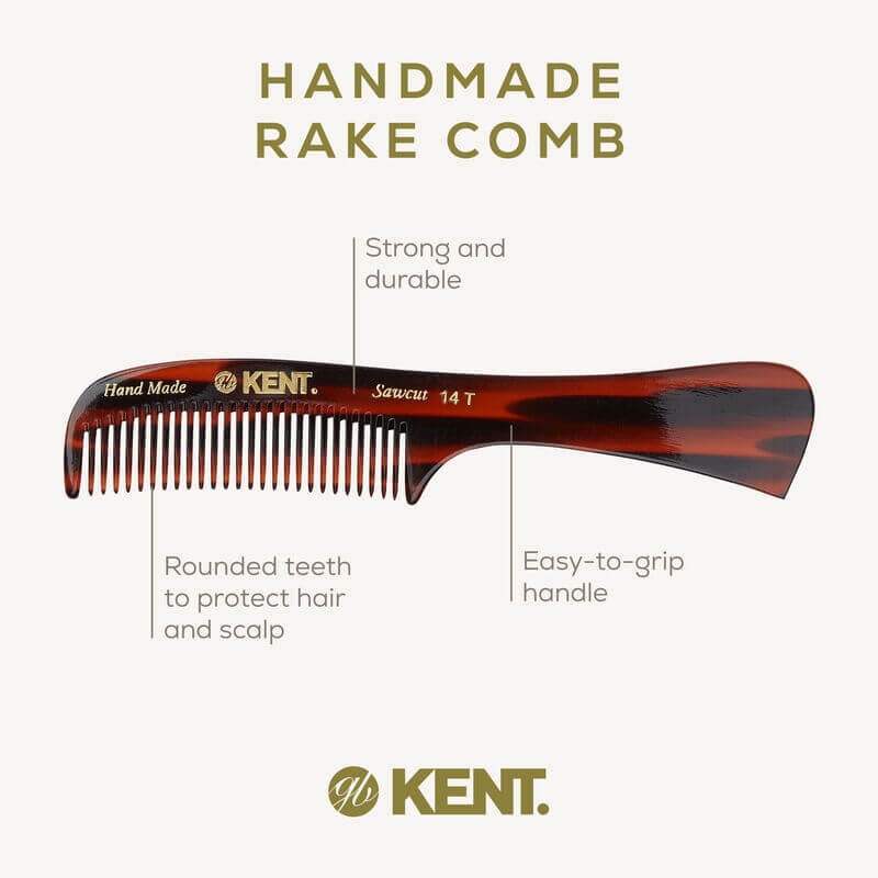 หวีด้าม KENT รุ่น 14T RAKE COMB – หวีซี่ห่างแฮนด์เมด จาก อะซีเตต ขนาด 17 ซม_4