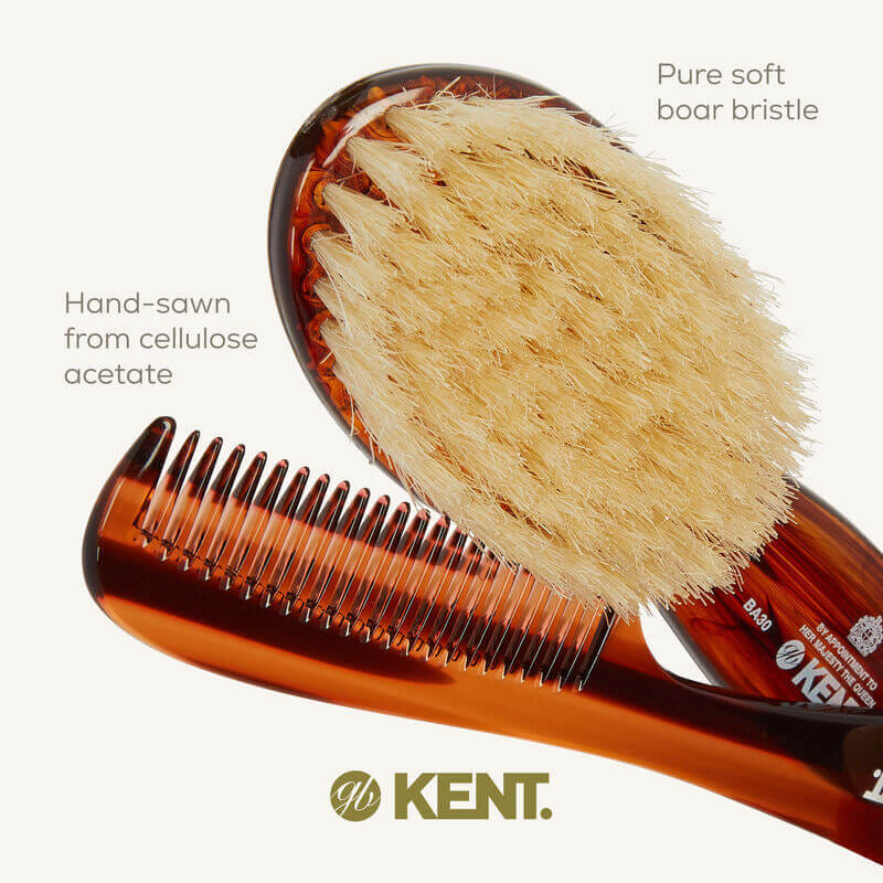 เซ็ทคู่แปรงและหวี สำหรับเด็ก KENT BA30 แปรงขนหมูป่าแท้ พร้อมหวี