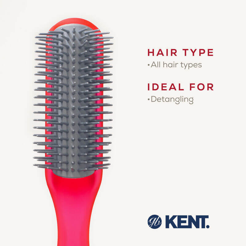 แปรงหวีผม ดีแทงเกิล KENT สีแดง รุ่น AHGLO01 - HALF ROUND DETANGLING BRUSH &ndash; อังกฤษ