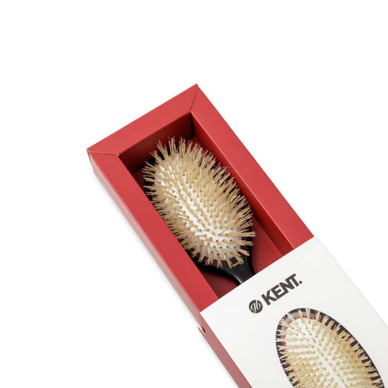 แปรงหวีผม KENT รุ่น CLASSIC SHINE ขนาดเล็ก ขนหมูป่าแท้สีขาว ขนนุ่ม นำเข้าจากอังกฤษ