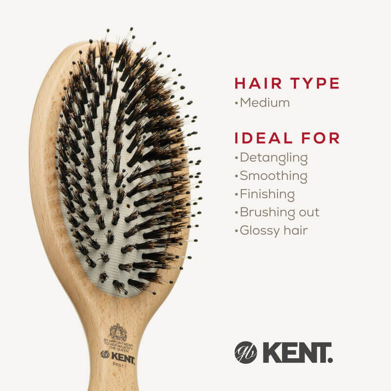 แปรงหวีผมไม้แท้ ขนาดใหญ่ KENT รุ่น PF01 PERFECT FOR SMOOTHING"