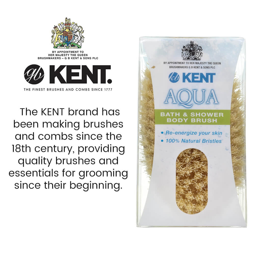แปรงขัดผิวขนหมูป่าขาวแท้ KENT FD11 ด้ามไม้วงรี สำหรับอาบน้ำและผลัดเซลล์ผิว