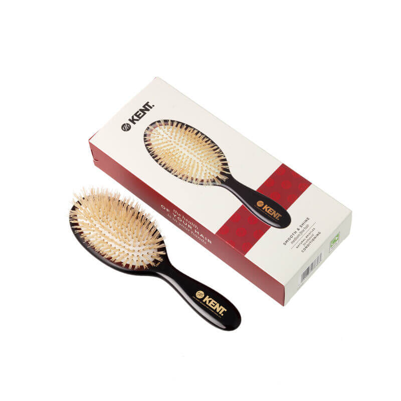 แปรงหวีผม KENT รุ่น CLASSIC SHINE ขนาดเล็ก ขนหมูป่าแท้สีขาว ขนนุ่ม นำเข้าจากอังกฤษ