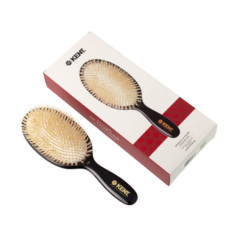 แปรงหวีผม KENT รุ่น CLASSIC SHINE ขนาดใหญ่ ขนหมูป่าแท้สีขาว ขนนุ่ม นำเข้าจากอังกฤษ