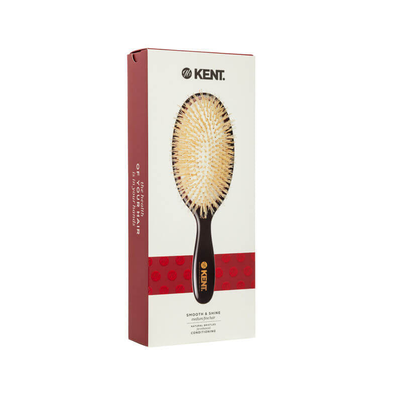 แปรงหวีผม KENT รุ่น CLASSIC SHINE ขนาดกลาง ขนหมูป่าแท้สีขาว ขนนุ่ม นำเข้าจากอังกฤษ