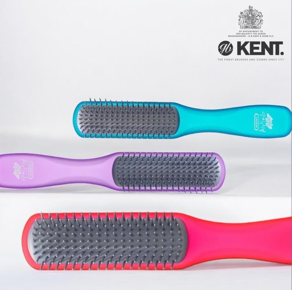 แปรงหวีผม ดีแทงเกิล KENT รุ่นแคบ AIRHEDZ DETANGLING สีม่วง