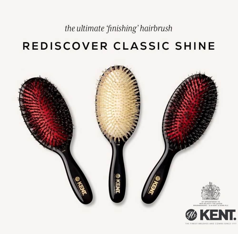 แปรงหวีผม KENT รุ่น CLASSIC SHINE ขนาดเล็ก ขนหมูป่าแท้สีขาว ขนนุ่ม นำเข้าจากอังกฤษ