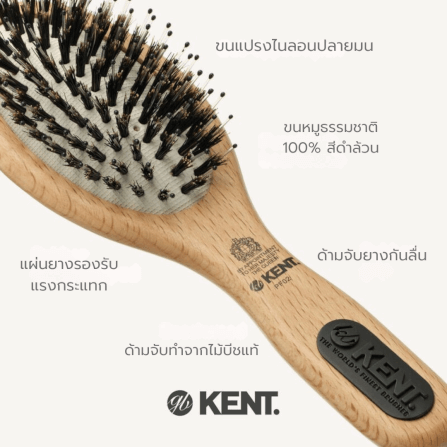 แปรงหวีผมไม้แท้ ขนาดเล็ก KENT รุ่น PF02 PERFECT FOR SMOOTHING
