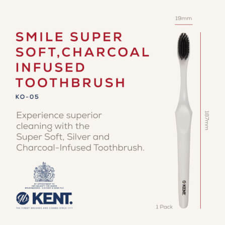 แปรงสีฟันขนนุ่มพิเศษ KENT SMILE ผสานซิลเวอร์และชาร์โคล สีขาว_3