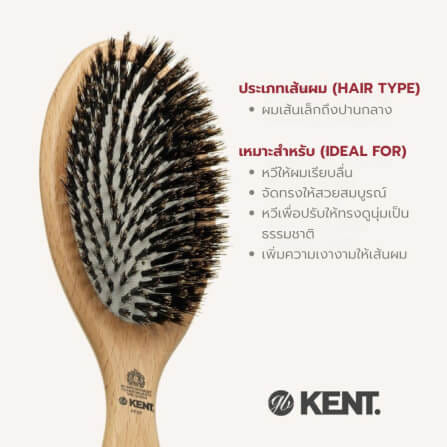 แปรงหวีผม KENT รุ่น PF07 ขนหมูป่าแท้ ขนาดใหญ่_3