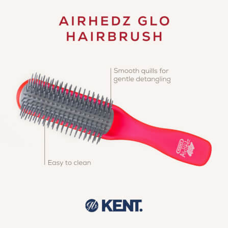 แปรงหวีผม ดีแทงเกิล KENT สีแดง รุ่น AHGLO01 - HALF ROUND DETANGLING BRUSH – อังกฤษ_4