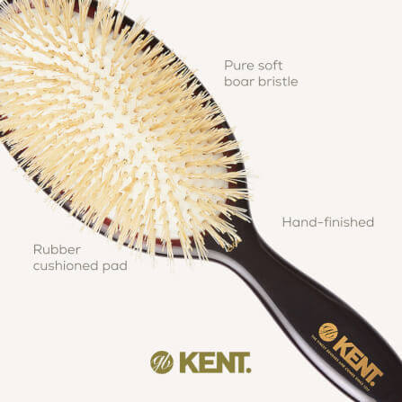 แปรงหวีผม KENT รุ่น CLASSIC SHINE ขนาดกลาง ขนหมูป่าแท้สีขาว ขนนุ่ม นำเข้าจากอังกฤษ_5