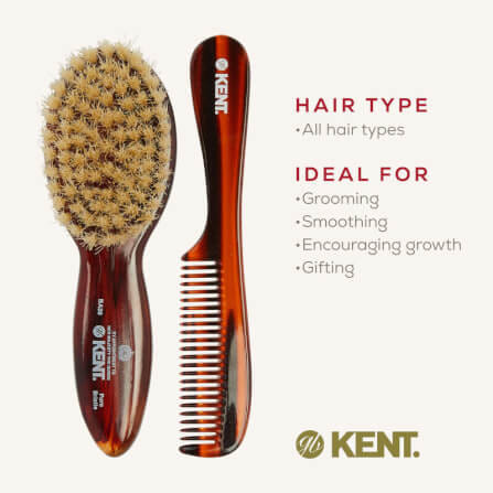 เซ็ทคู่แปรงและหวี สำหรับเด็ก KENT BA30 แปรงขนหมูป่าแท้ พร้อมหวี_5