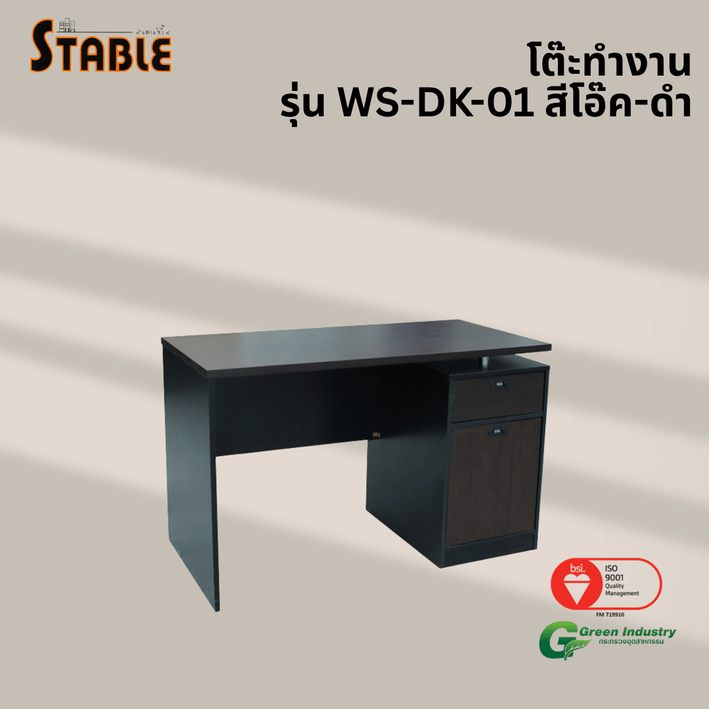 โต๊ะทำงานไม้ STABLE รุ่น WS-DK-01 120 ซม. สีโอ๊ค-ดำ