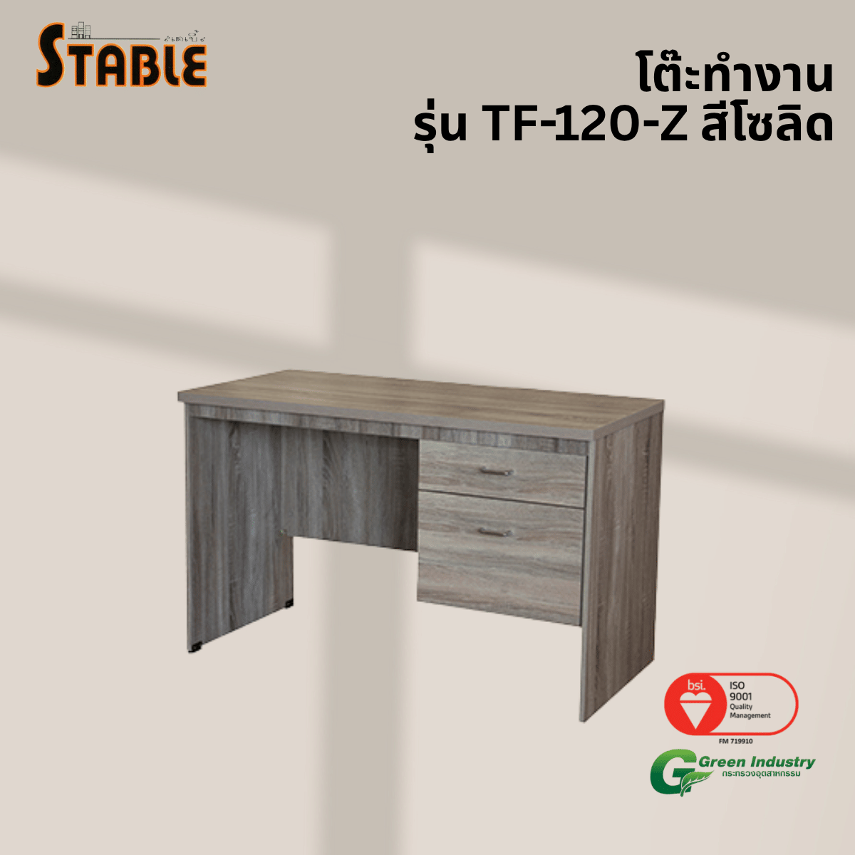 โต๊ะทำงานไม้ STABLE รุ่น TF-120-Z 120 ซม. สีโซลิด