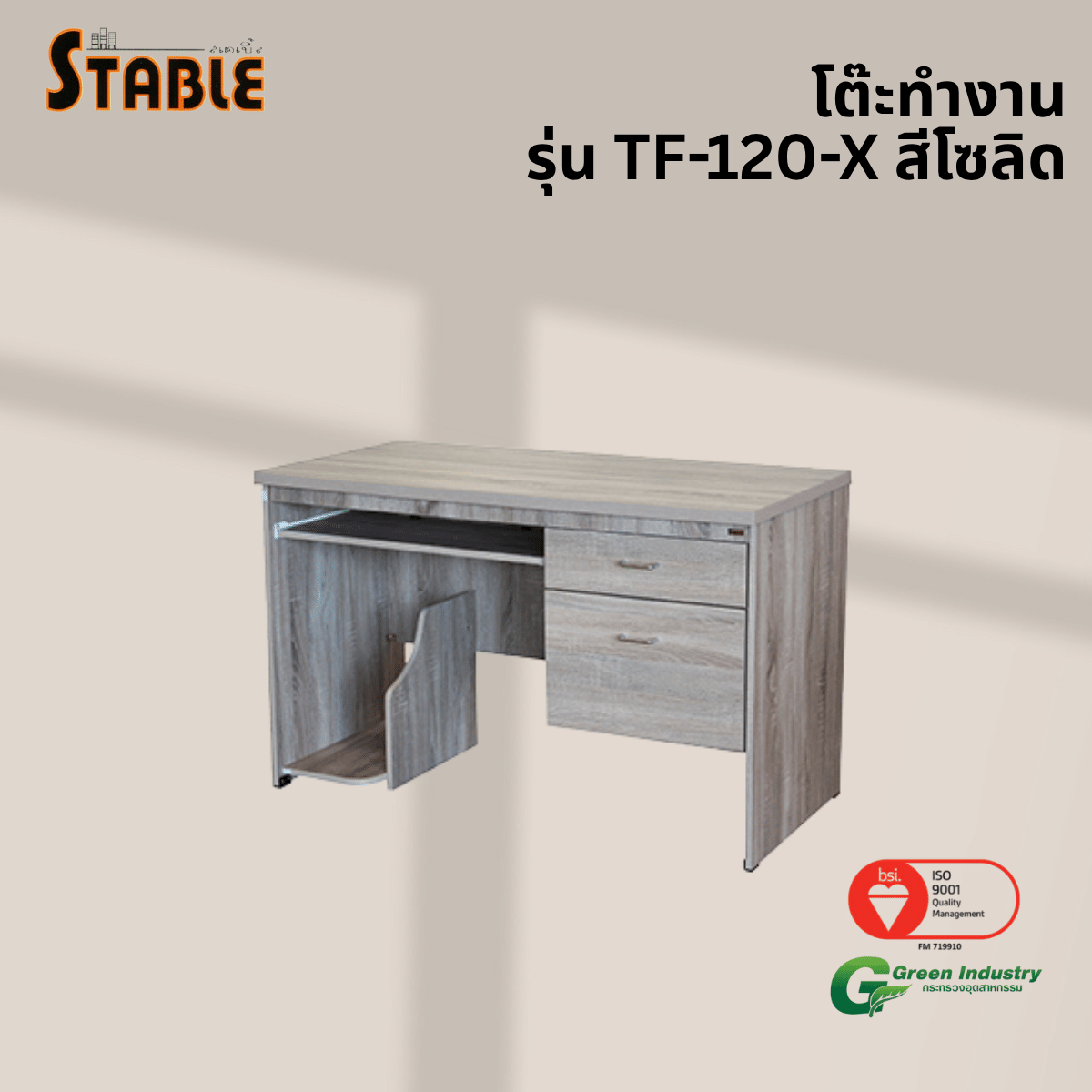 โต๊ะคอมพิวเตอร์ STABLE รุ่น TF-120-X 120 ซม. สีโซลิด_3