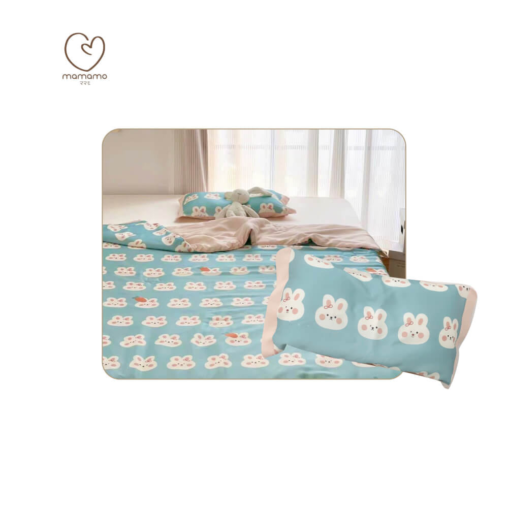 ผ้าห่ม MAMAMO ผ้า TENCEL ลาย BABY RABBIT ขนาด 120X150 CM. แถมฟรี ปลอกหมอน พร้อมส่ง_0