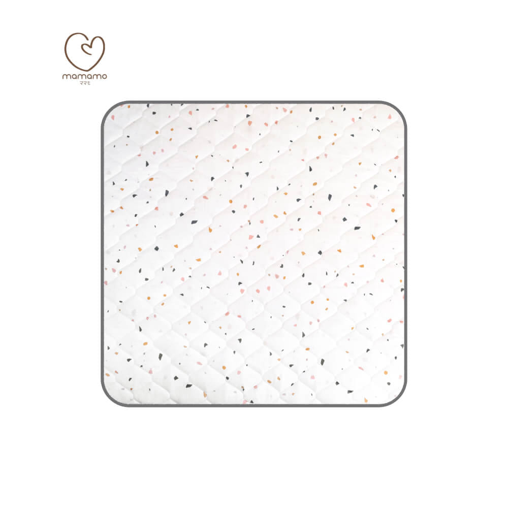 ผ้าปูรองคลาน MAMAMO ผ้าปูอเนกประสงค์ ลาย PASTEL TERRAZZO ขนาด 130X130 CM. เนื้อผ้านุ่มนิ่ม มีปุ่มกันลื่น พร้อมส่ง_0