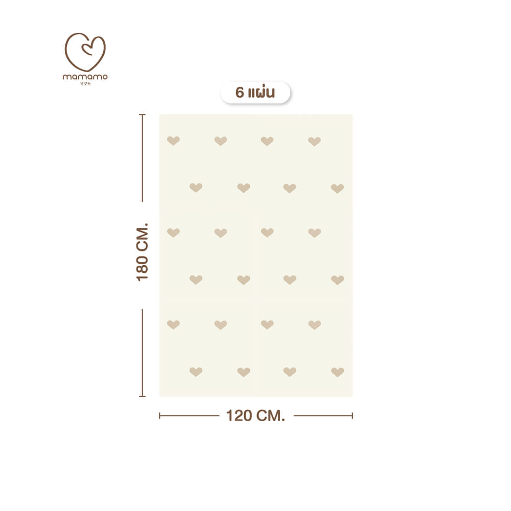 แผ่นรองคลาน จิ๊กซอว์ MAMAMO ลาย HEART เซต 6 แผ่น เกรดพรีเมี่ยม หนา 1.4 CM. พร้อมขอบปิด แถมฟรี ถุงซิปพกพา พร้อมส่ง
