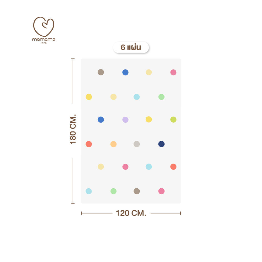 แผ่นรองคลาน จิ๊กซอว์ MAMAMO ลาย RAINBOW DOT เซต 6 แผ่น เกรดพรีเมี่ยม หนา 1.4 CM. พร้อมขอบปิด แถมฟรี ถุงซิปพกพา พร้อมส่ง_9