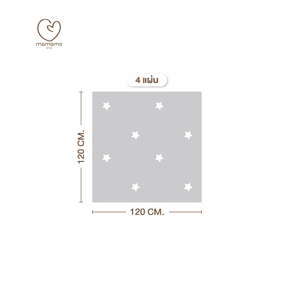 แผ่นรองคลาน จิ๊กซอว์ MAMAMO ลาย STAR เซต 4 แผ่น เกรดพรีเมี่ยม หนา 1.4 CM. พร้อมขอบปิด พร้อมส่ง_0