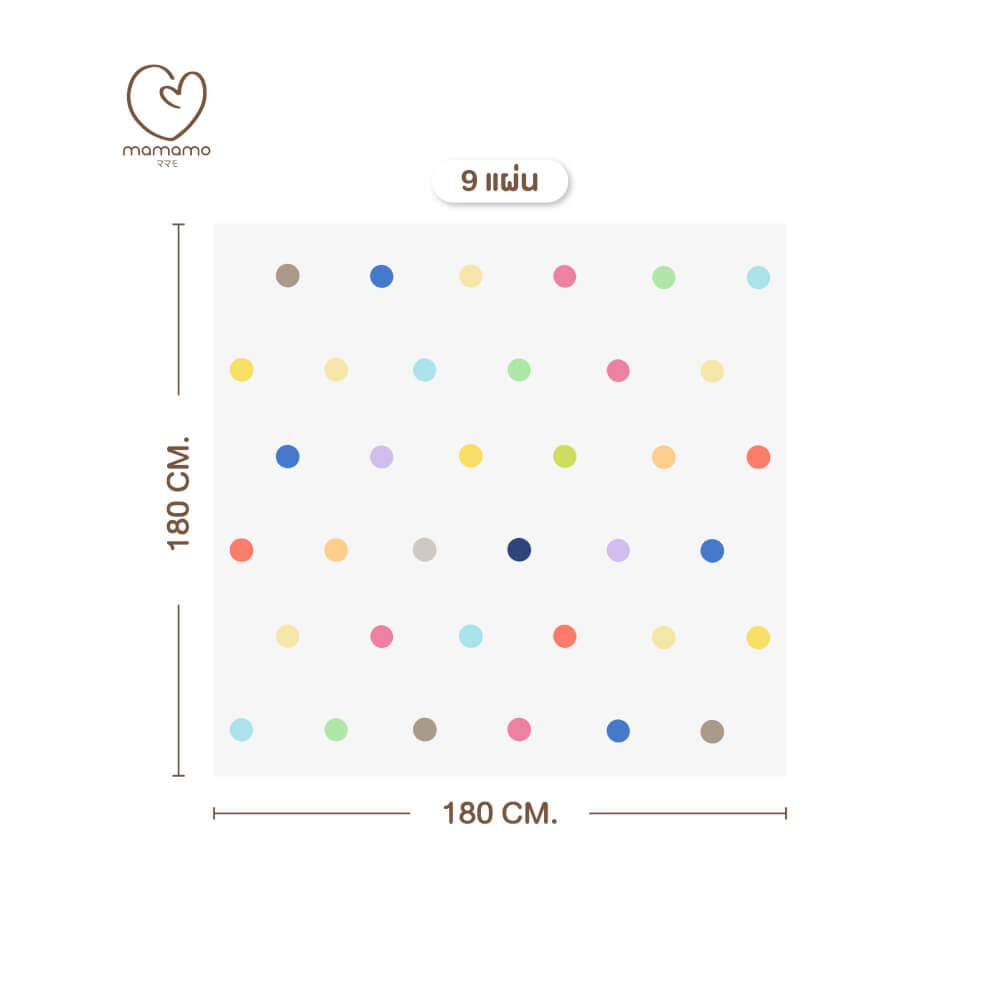แผ่นรองคลาน จิ๊กซอว์ MAMAMO ลาย RAINBOW DOT เซต 9 แผ่น เกรดพรีเมี่ยม หนา 1.4 CM. พร้อมขอบปิด พร้อมส่ง_0