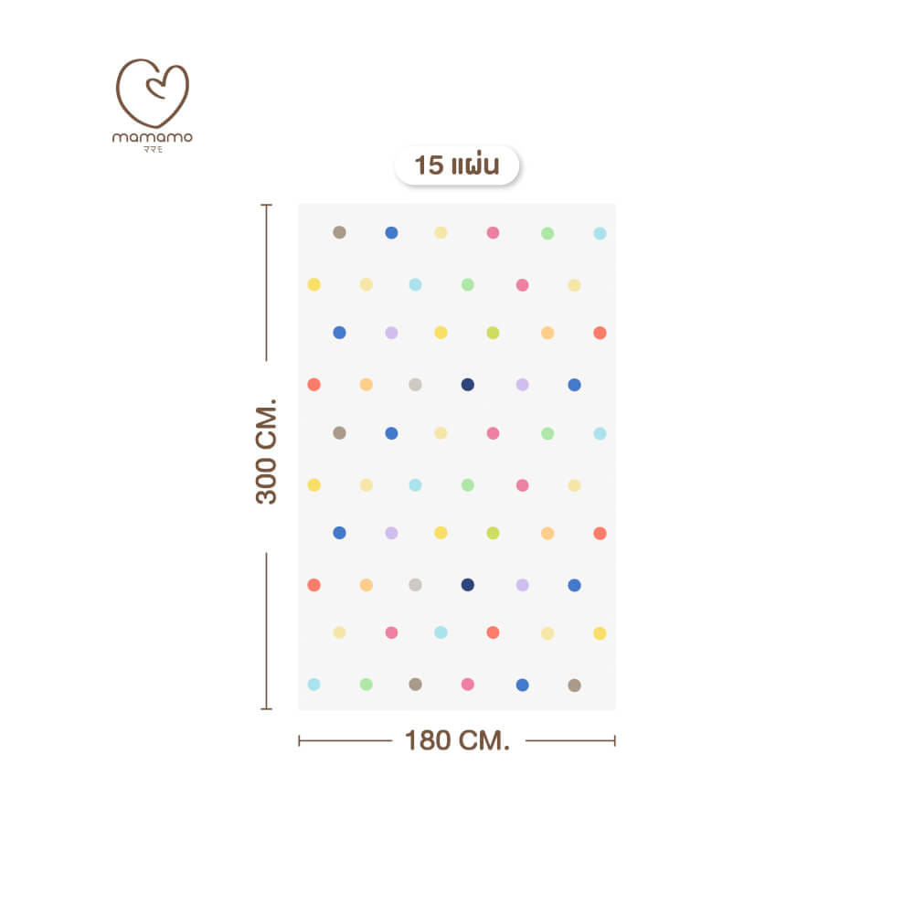 แผ่นรองคลาน จิ๊กซอว์ MAMAMO ลาย RAINBOW DOT เซต 15 แผ่น เกรดพรีเมี่ยม หนา 1.4 CM. พร้อมขอบปิด พร้อมส่ง
